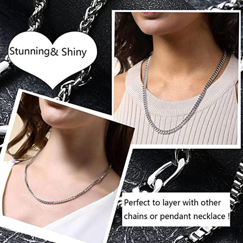 Stainless Steel Geometric Necklace Chains For Men/Ladies